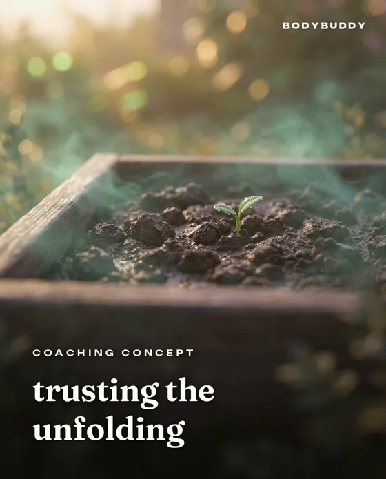 A coaching concept card titled trusting the unfolding