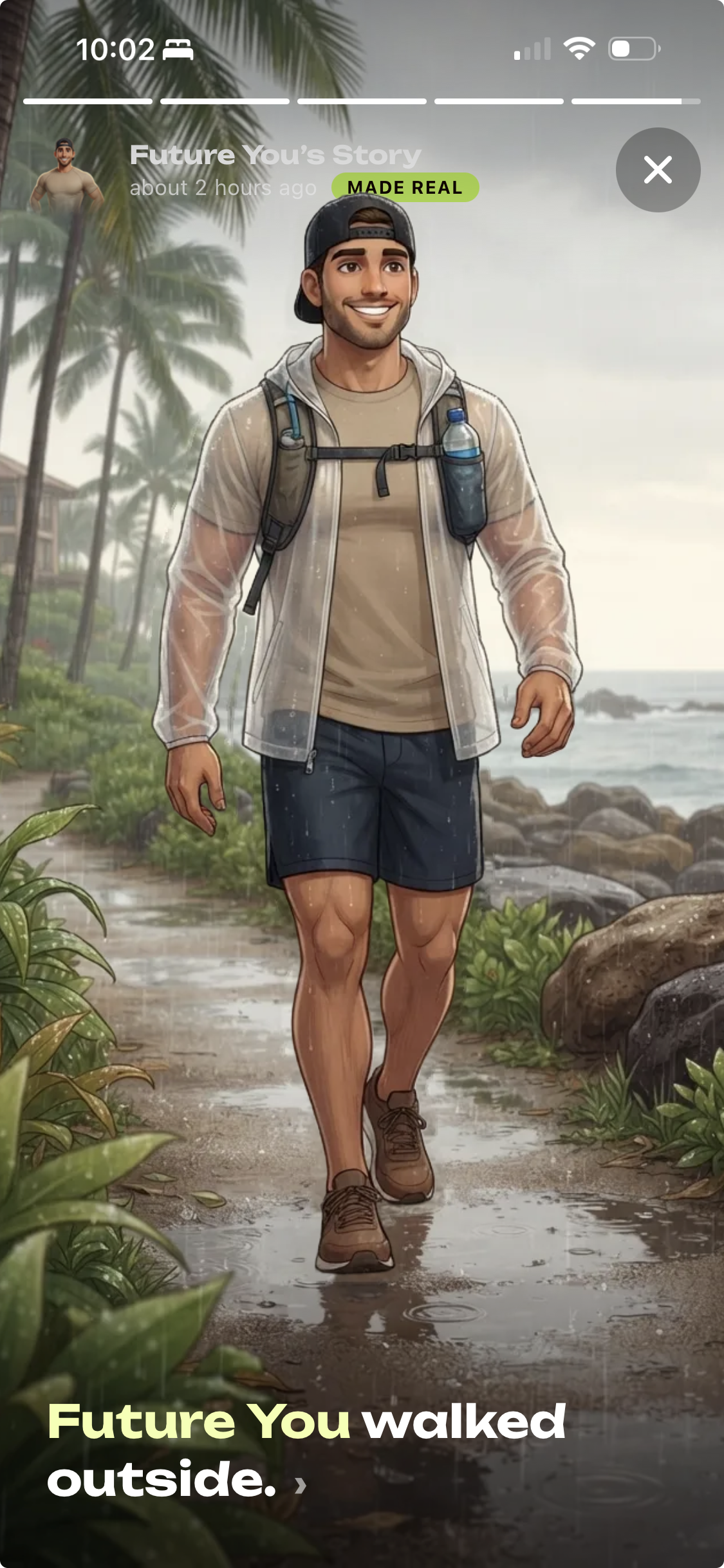 Future You's Story showing Future You walking outside